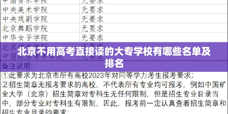 北京不用高考直接读的大专学校有哪些名单及排名