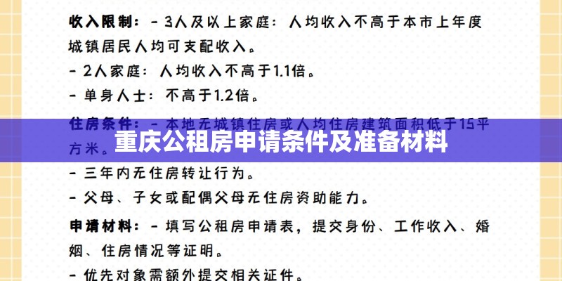 重庆公租房申请条件及准备材料